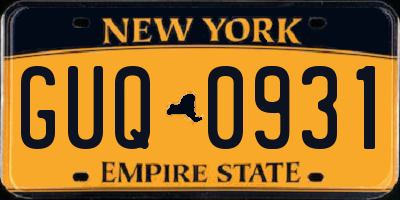 NY license plate GUQ0931
