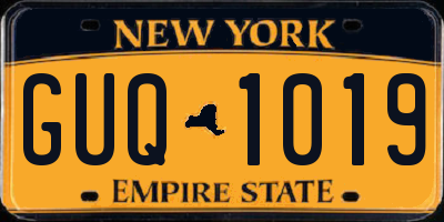 NY license plate GUQ1019