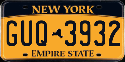 NY license plate GUQ3932
