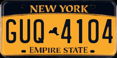 NY license plate GUQ4104