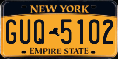 NY license plate GUQ5102