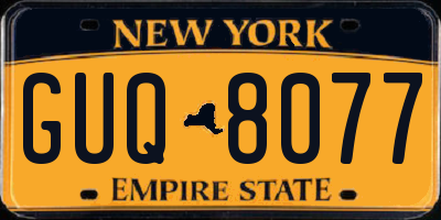 NY license plate GUQ8077