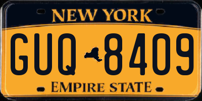 NY license plate GUQ8409