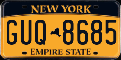 NY license plate GUQ8685