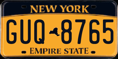 NY license plate GUQ8765