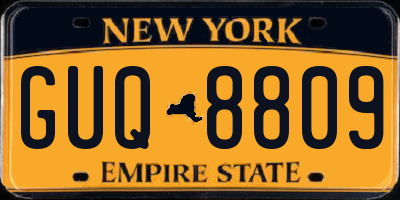 NY license plate GUQ8809
