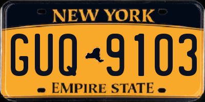 NY license plate GUQ9103