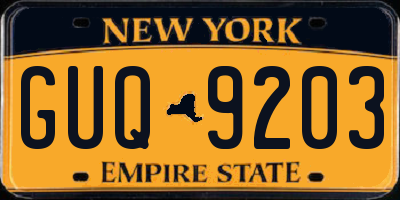 NY license plate GUQ9203