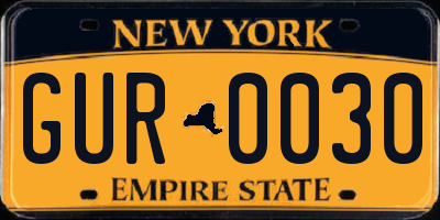 NY license plate GUR0030