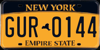 NY license plate GUR0144