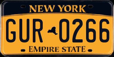 NY license plate GUR0266