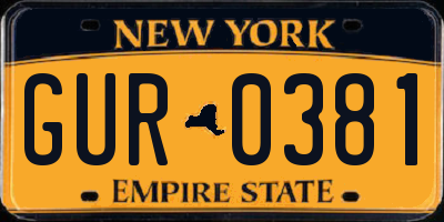 NY license plate GUR0381