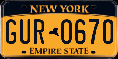 NY license plate GUR0670