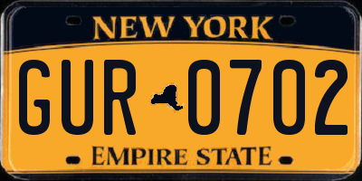 NY license plate GUR0702
