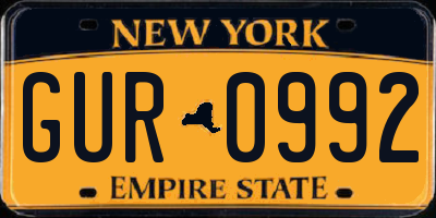 NY license plate GUR0992