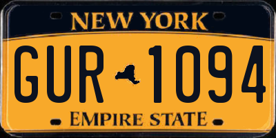 NY license plate GUR1094