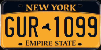 NY license plate GUR1099