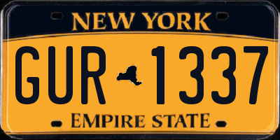 NY license plate GUR1337