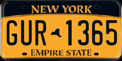 NY license plate GUR1365