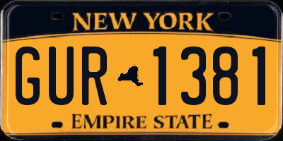 NY license plate GUR1381