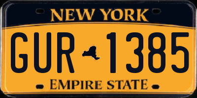 NY license plate GUR1385