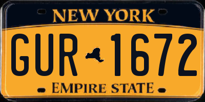 NY license plate GUR1672