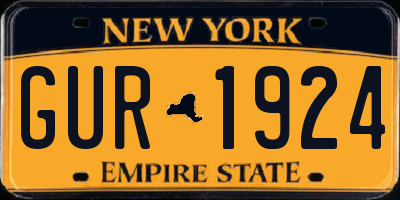 NY license plate GUR1924