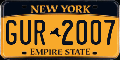 NY license plate GUR2007