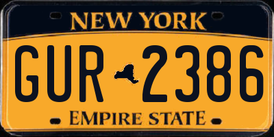 NY license plate GUR2386