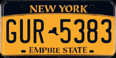 NY license plate GUR5383