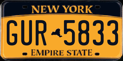 NY license plate GUR5833