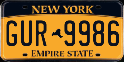 NY license plate GUR9986