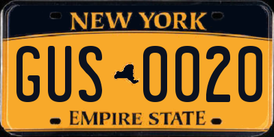 NY license plate GUS0020
