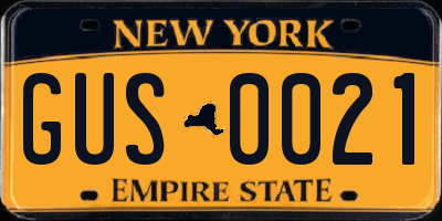 NY license plate GUS0021