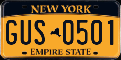 NY license plate GUS0501
