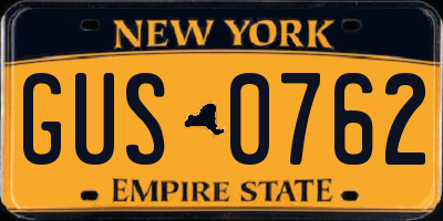 NY license plate GUS0762