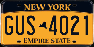 NY license plate GUS4021