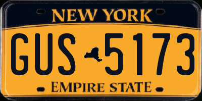 NY license plate GUS5173
