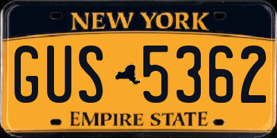 NY license plate GUS5362