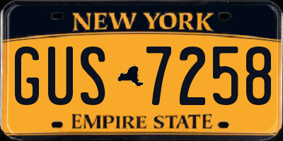 NY license plate GUS7258