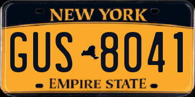 NY license plate GUS8041