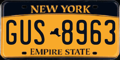 NY license plate GUS8963