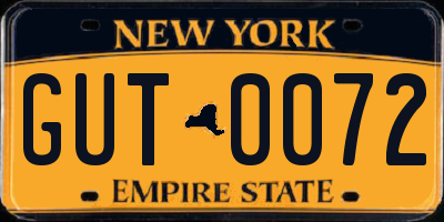 NY license plate GUT0072