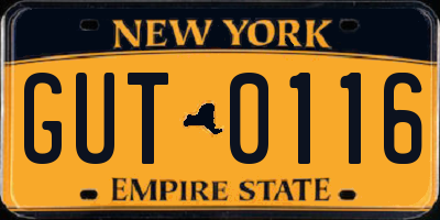 NY license plate GUT0116