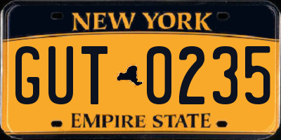 NY license plate GUT0235