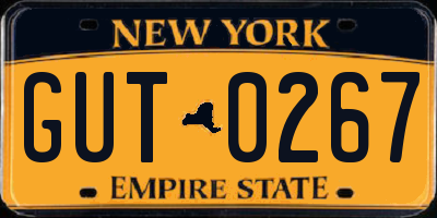 NY license plate GUT0267