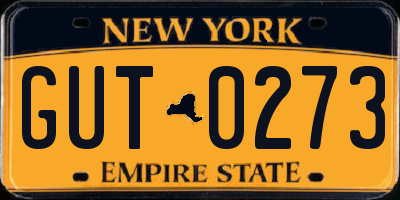 NY license plate GUT0273