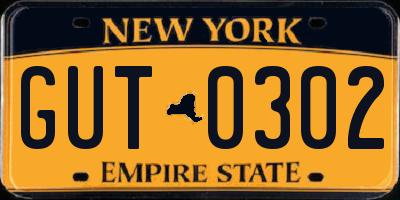NY license plate GUT0302