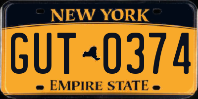 NY license plate GUT0374