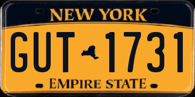 NY license plate GUT1731